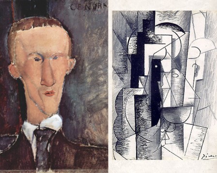 Portraits de Cendrars par Modigliani et d'Apollinaire par Picasso