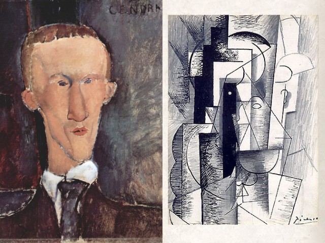 Portraits de Cendrars par Modigliani et d'Apollinaire par Picasso